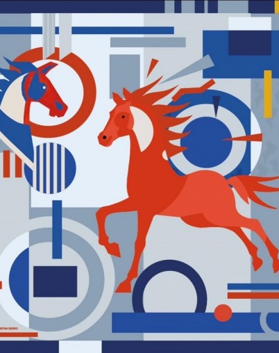 Платок шелковый из лимитированной коллекции «Лошадь в квадрате»