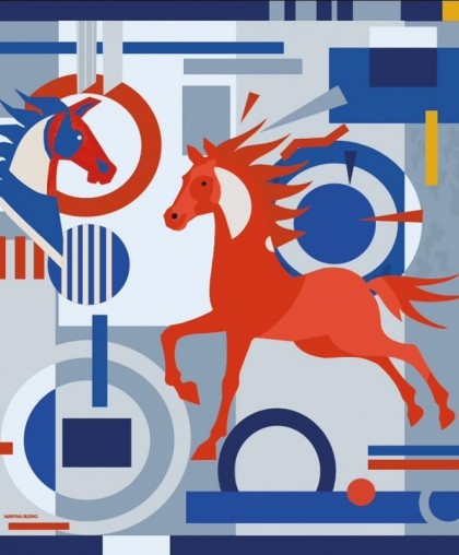 Платок шелковый из лимитированной коллекции «Лошадь в квадрате»