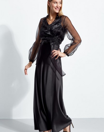 Юбка из сатина черного цвета