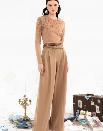 Брюки LEA LEA карамельные со стразами 