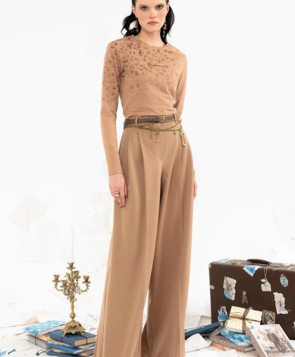 Брюки LEA LEA карамельные со стразами 