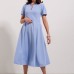 Платье женское голубого цвета полуприталеного силуэта