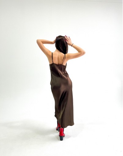 Платье-комбинация оливкового цвета